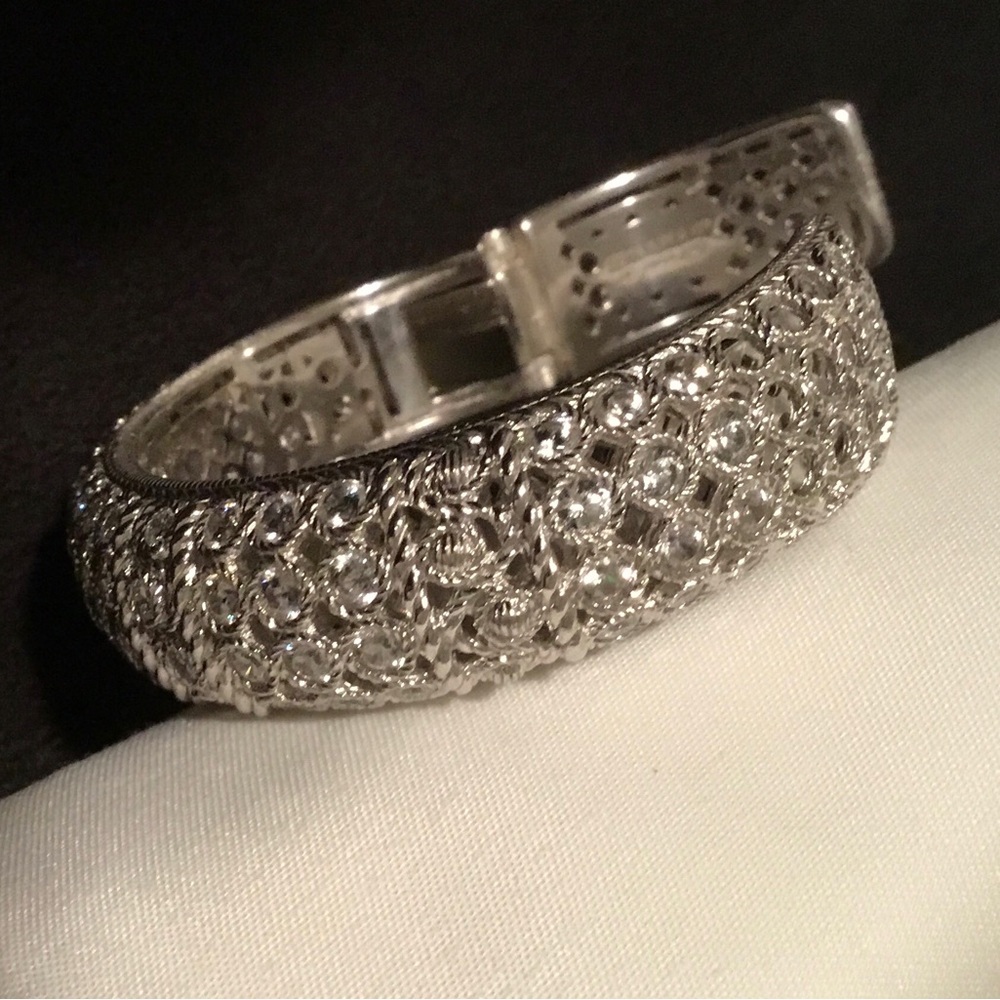 Judith Ripka cuff bangle bracelet sterling silver and diamonique.